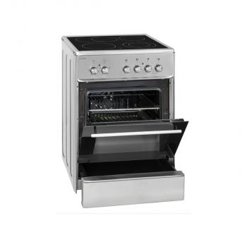 Exquisit ECM 6-4 BZ Inox EEK: A Elektro-Standherd, Glaskeramik, 60 cm breit, Grill, Umluft, edelstahl