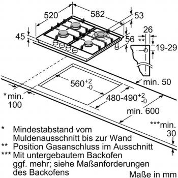 Bosch PCH6A5C90D Serie 6 Autarkes Gaskochfeld, Edelstahl, 60 cm breit, FlameSelect