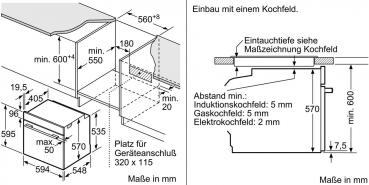 Bosch HBA530BR1 Serie 2 EEK: A Einbaubackofen, 59,4cm breit, 71 L, 3D Heißluft, EcoClean Direct, edelstahl