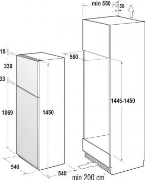 Gorenje RFI 4152 P1 Einbau Kühl-Gefrierkombination, Nischenhöhe: 145 cm, 205L, LED Innenbeleuchtung, Eiswürfelbereiter