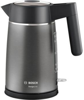 ARDEBO.de Bosch TWK5P475 Wasserkocher, 2400W, 1,7L, Optimaler Ausgießer, Tassenanzeige, Ergonomische Bedienung, grau/schwarz