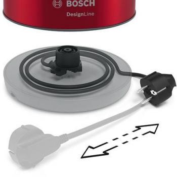 Bosch TWK4P434 Wasserkocher, 2400w, 1,7L, Cordless, Dampfstop, Deckelöffnung auf Knopfdruck, rot