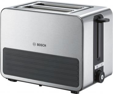 ARDEBO.de Bosch TAT7S25 Kompakt Toaster, 1050 W, Brötchenaufsatz, Auftaufunktion, automatische Abschaltung, automatische Brotzentrierung, Grau