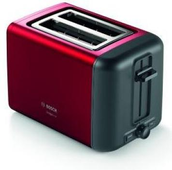 ARDEBO.de Bosch TAT3P424DE Kompakt Toaster, 970W. DesignLine, Auftau- und Aufwärmfunktion, Gleichmäßiges Röstbild, Rot