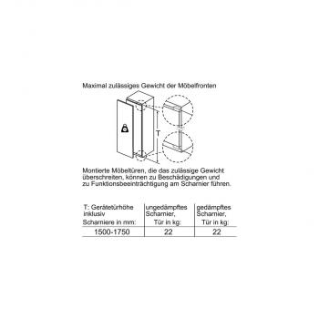 Bosch KIF81PFE0 Einbaukühlschrank, Nischenhöhe: 177,5cm, 289l, Festtürtechnik, VarioShelf, SuperKühlen