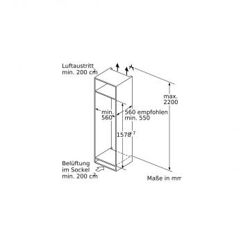 Bosch KIL72AFE0 Einbaukühlschrank, Nischenhöhe: 158cm, 248l, Festtürtechnik, SuperKühlen, VarioShelf