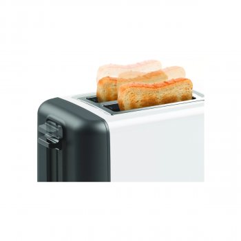 Bosch TAT3P421DE Kompakt Toaster Design Line, 970W, Brötchen-Aufsatz, Auftau- und Aufwärmfunktion, High Lift