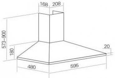 Exquisit KH 60-8.1 Kaminhaube, 60 cm breit, Abluft/Umluft, Drucktasten, Inox