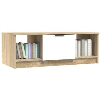 Couchtisch Weiß und Sonoma-Eiche 102x50x36 cm Holzwerkstoff