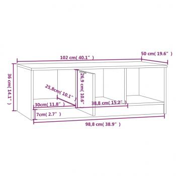 Couchtisch Weiß und Sonoma-Eiche 102x50x36 cm Holzwerkstoff