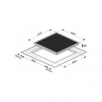 Exquisit EKC 601-2 BZ Autarkes Glaskeramik Kochfeld, 59 cm breit, rahmenlos