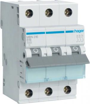 ARDEBO.de Hager MBN316 Leitungsschutzschalter 3-Polig, 6kA, B-Charakteristik, 16A, 3 Module