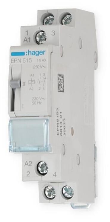 Hager EPN515 Fernschalter 1 Schließer, 1 Öffner, 230V AC, 16A, 1PLE