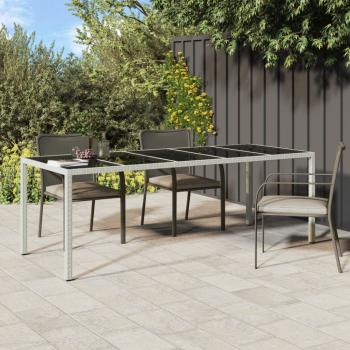 ARDEBO.de - Gartentisch Weiß 250x100x75 cm Poly Rattan und Hartglas