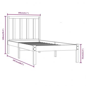 Massivholzbett Schwarz Kiefer 100x200 cm