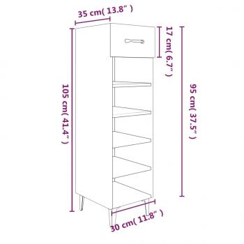 Schuhschrank Sonoma-Eiche 30x35x105 cm Holzwerkstoff