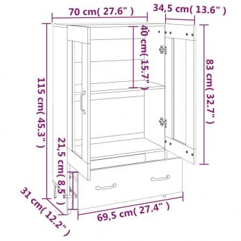 Highboard Räuchereiche 70x31x115 cm Holzwerkstoff