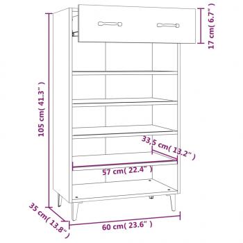 Schuhschrank Grau Sonoma 60x35x105 cm Holzwerkstoff