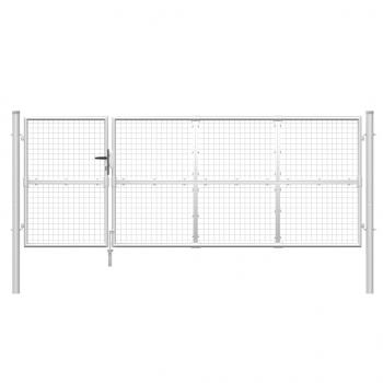 Mesh-Gartentor Silbern 350x175 cm Verzinkter Stahl