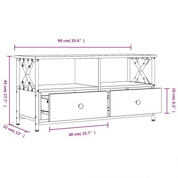 TV-Schrank Braun Eichen-Optik 90x33x45 cm Holzwerkstoff & Eisen