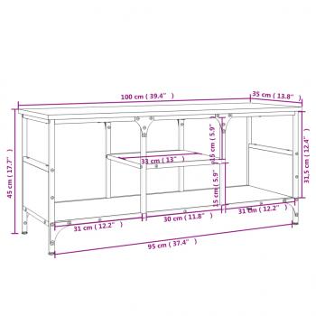 TV-Schrank Braun Eichen-Optik 100x35x45cm Holzwerkstoff & Eisen