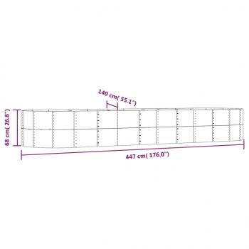 Hochbeet Grau 447x140x68 cm Pulverbeschichteter Stahl