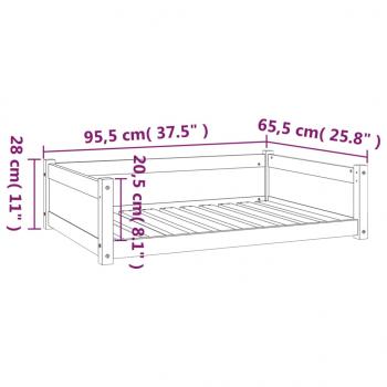 Hundebett Schwarz 95,5x65,5x28 cm Massivholz Kiefer