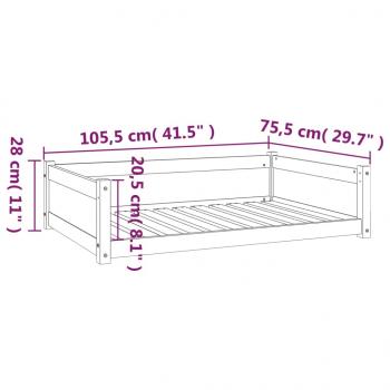 Hundebett Weiß 105,5x75,5x28 cm Massivholz Kiefer