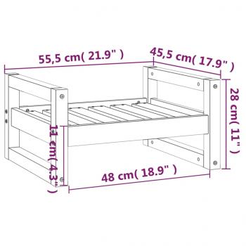 Hundebett Weiß 55,5x45,5x28 cm Massivholz Kiefer