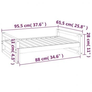 Hundebett Weiß 95,5x65,5x28 cm Massivholz Kiefer