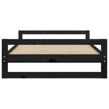 Hundebett Schwarz 105,5x75,5x28 cm Massivholz Kiefer