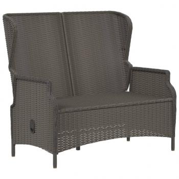 Gartenbank 2-Sitzer mit Kissen Schwarz Poly Rattan