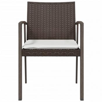 Gartenstühle mit Kissen 2 Stk. Braun 56,5x57x83 cm Poly Rattan