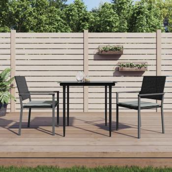 ARDEBO.de - Gartenstühle mit Kissen 2 Stk. Schwarz 54x62,5x89cm Poly Rattan