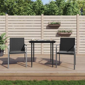 ARDEBO.de - Gartenstühle mit Kissen 2 Stk. Schwarz 56x59x84 cm Poly Rattan