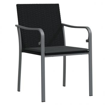 Gartenstühle mit Kissen 2 Stk. Schwarz 56x59x84 cm Poly Rattan