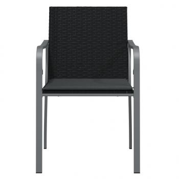 Gartenstühle mit Kissen 2 Stk. Schwarz 56x59x84 cm Poly Rattan