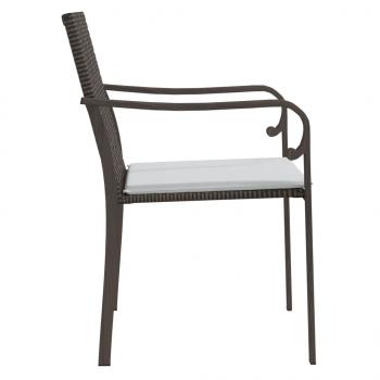 Gartenstühle mit Kissen 2 Stk. Braun 56x59x84 cm Poly Rattan