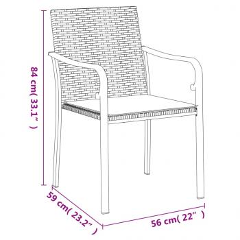 Gartenstühle mit Kissen 2 Stk. Braun 56x59x84 cm Poly Rattan