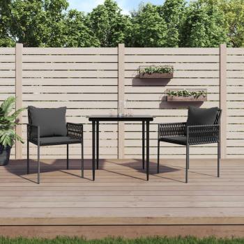 ARDEBO.de - Gartenstühle mit Kissen 2 Stk. Schwarz 54x61x83 cm Poly Rattan