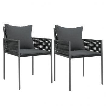 Gartenstühle mit Kissen 2 Stk. Schwarz 54x61x83 cm Poly Rattan