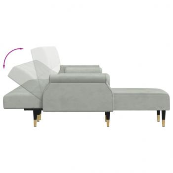 Schlafsofa in L-Form Hellgrau 271x140x70 cm Samt