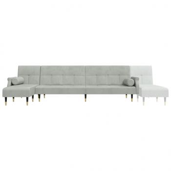 Schlafsofa in L-Form Hellgrau 271x140x70 cm Samt