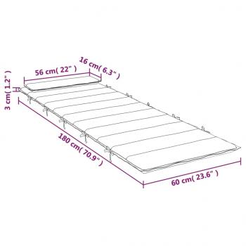 Sonnenliegen-Auflage Grau 180x60x3 cm Oxford-Gewebe