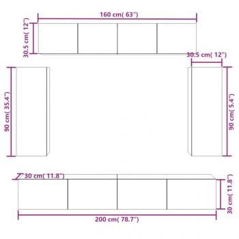 6-tlg. TV-Schrank-Set Betongrau Holzwerkstoff