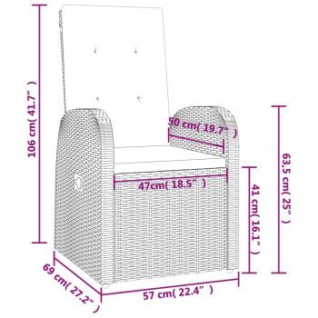 3-tlg. Garten-Essgruppe mit Kissen Grau Poly Rattan