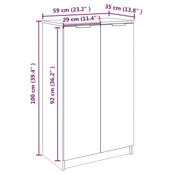 Schuhschrank Räuchereiche 59x35x100 cm Holzwerkstoff