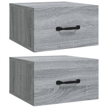 Wand-Nachttische 2 Stk. Grau Sonoma 35x35x20 cm  