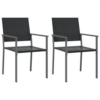 Gartenstühle 2 Stk. Schwarz 54x62,5x89 cm Poly Rattan