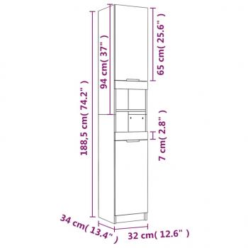 Badschrank Betongrau 32x34x188,5 cm Holzwerkstoff